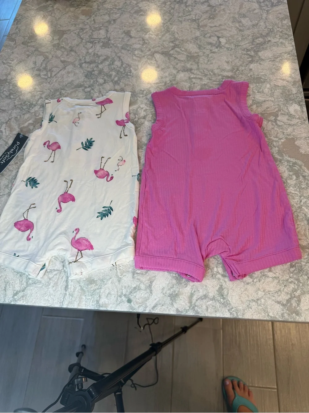 NWT Baby Girl Flamingo PurelySoft Rompers 2-Pack 3M